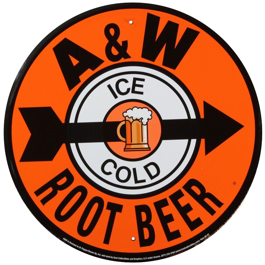 Plaque métallique Circulaire D30,5 cm  Root Beer Ice Cold A & W