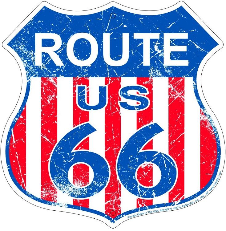Bouclier Highway métallique 29 x 29 cm Stars and Stripes ROUTE US 66