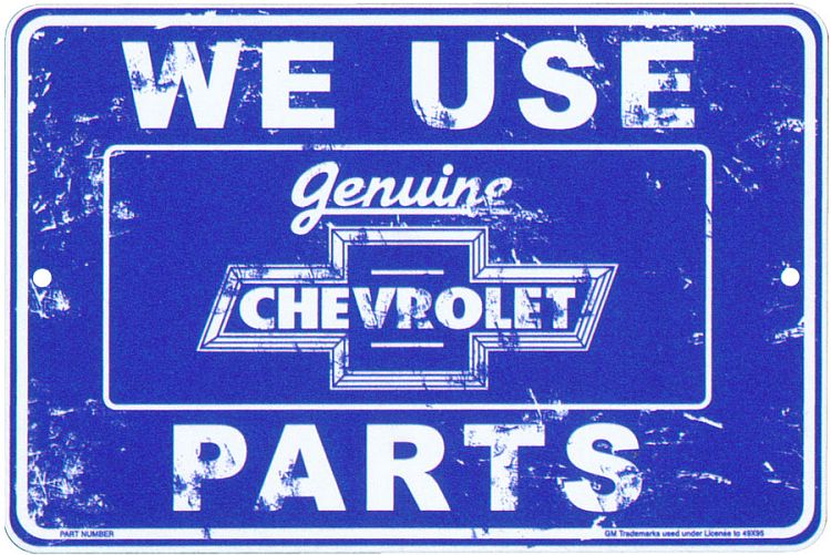 Plaque métallique 30 x 20 cm We use parts genuine CHEVROLET