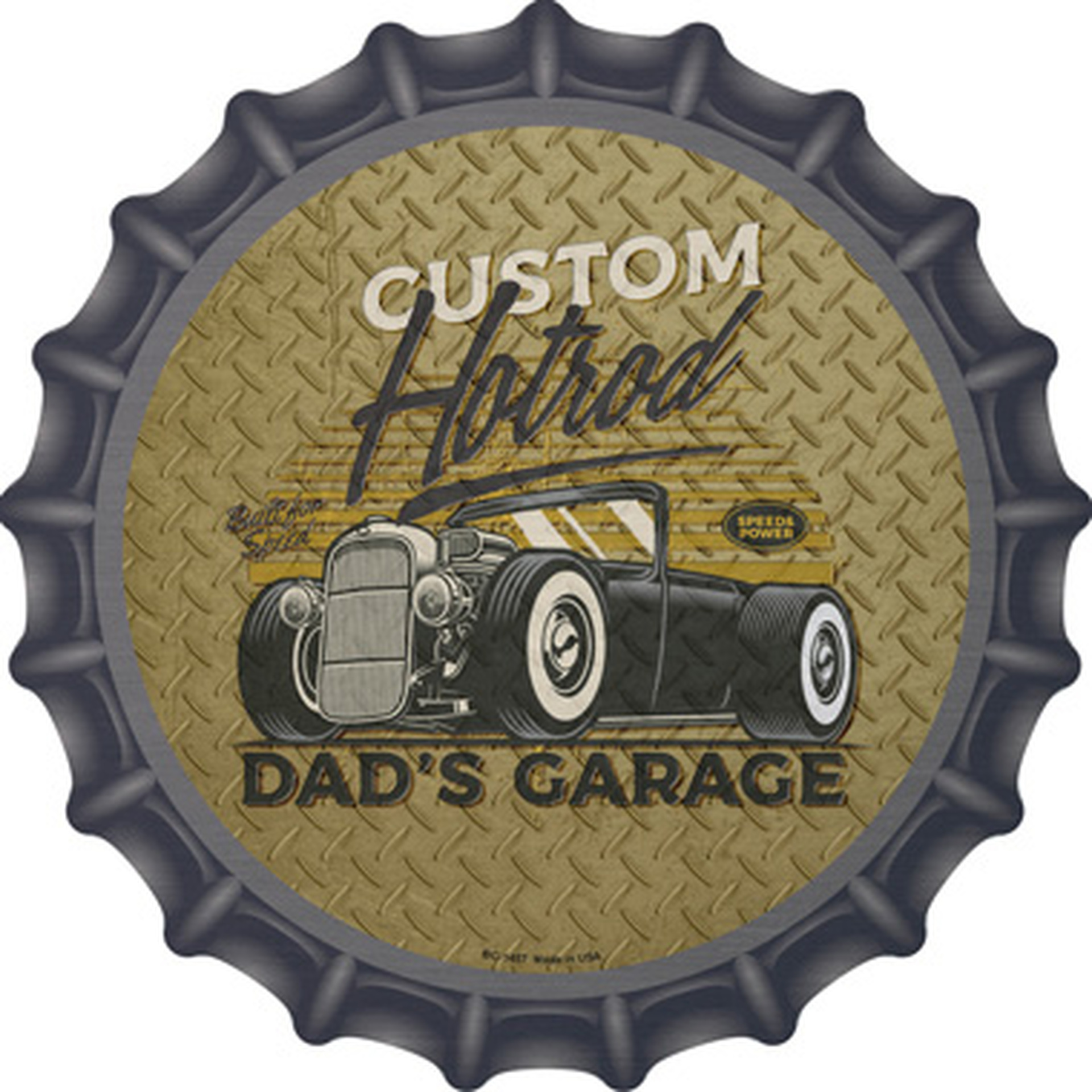 Plaque métallique style Capsule D30 cm  Custom Dad Garage Hot Rod