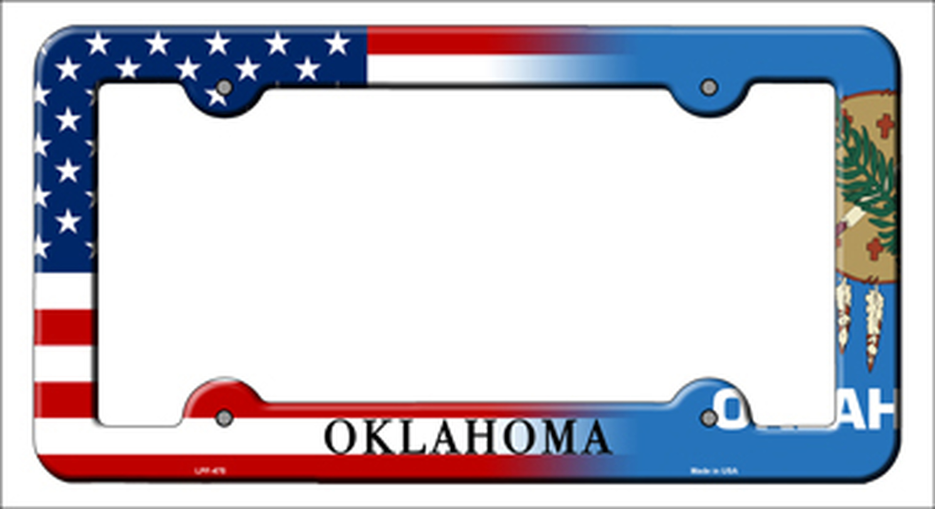 Cadre métal pour plaque Auto 30 x 15 DRAPEAU AMERICAIN / OKLAHOMA