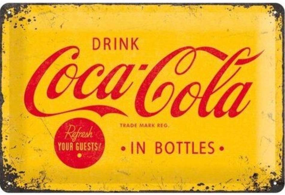 Plaque métallique 30 x 20 cm Vintage* 1930-1940 Drink COCA COLA