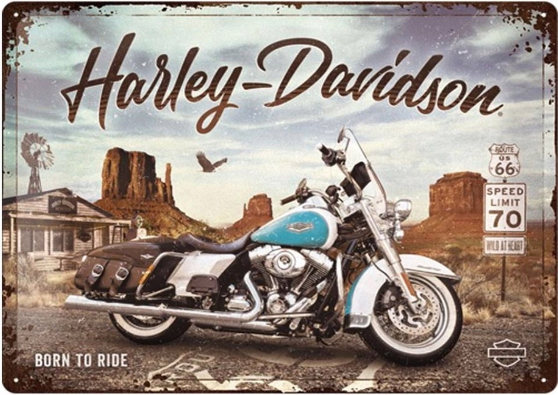 Plaque métallique 40 x 30 cm Vintage* Route 66 HARLEY DAVIDSON