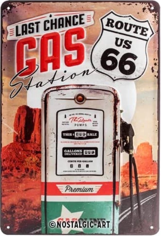 Plaque métallique 30 x 20 cm Vintage* Gas Station Route US66