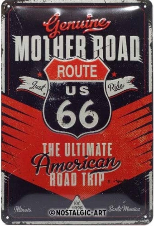 Plaque métallique 30 x 20 cm Vintage* Mother Road Route US66
