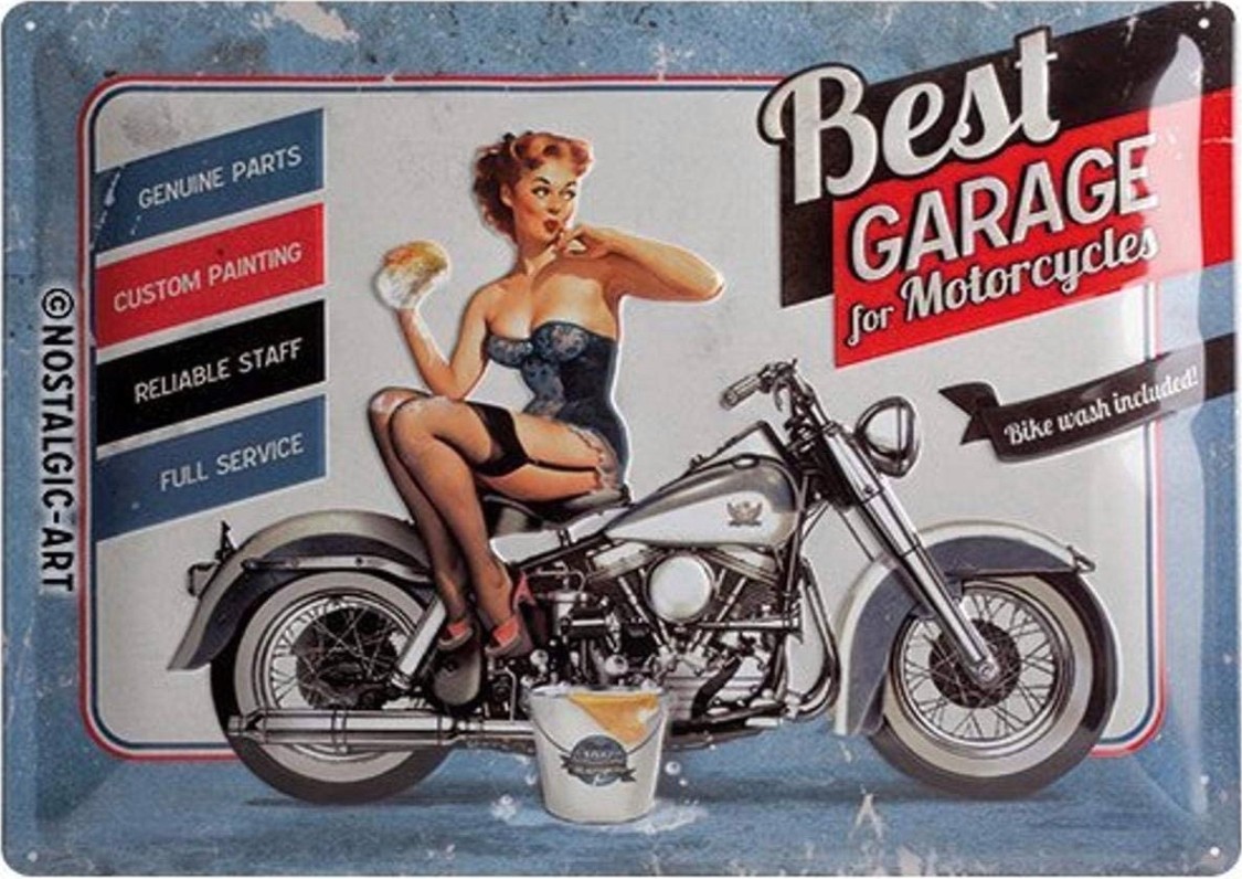 Plaque métallique 40 x 30 cm Vintage* Motorcycle Pin Up Garage