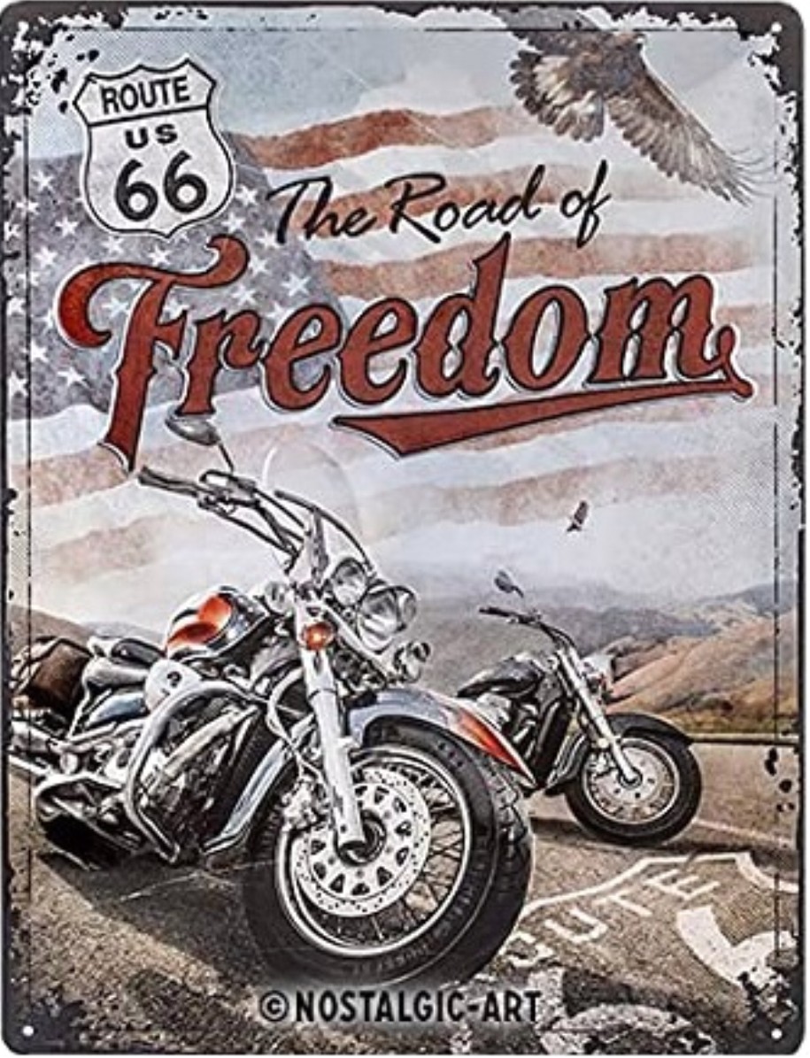 Plaque métallique 40 x 30 cm Vintage* Road of Freedom Route US66