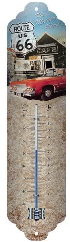 Thermomètre métallique 28 x 6,5 cm American Car Route US66