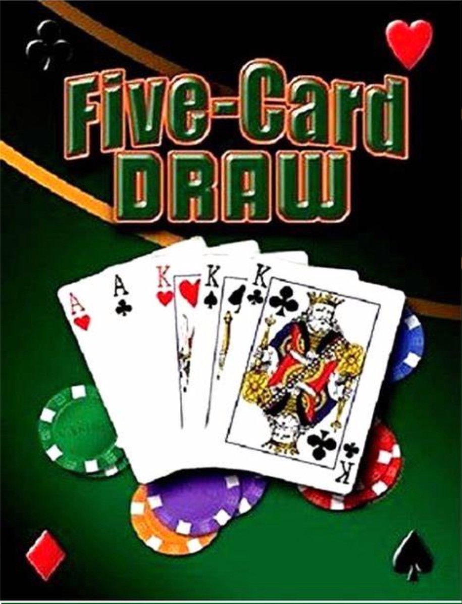 Plaque métallique format 44 x 31,6 cm Five Card Draw Full Poker