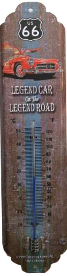 Thermomètre métallique 28 x 6,5 cm Legend Car Legend Route US66