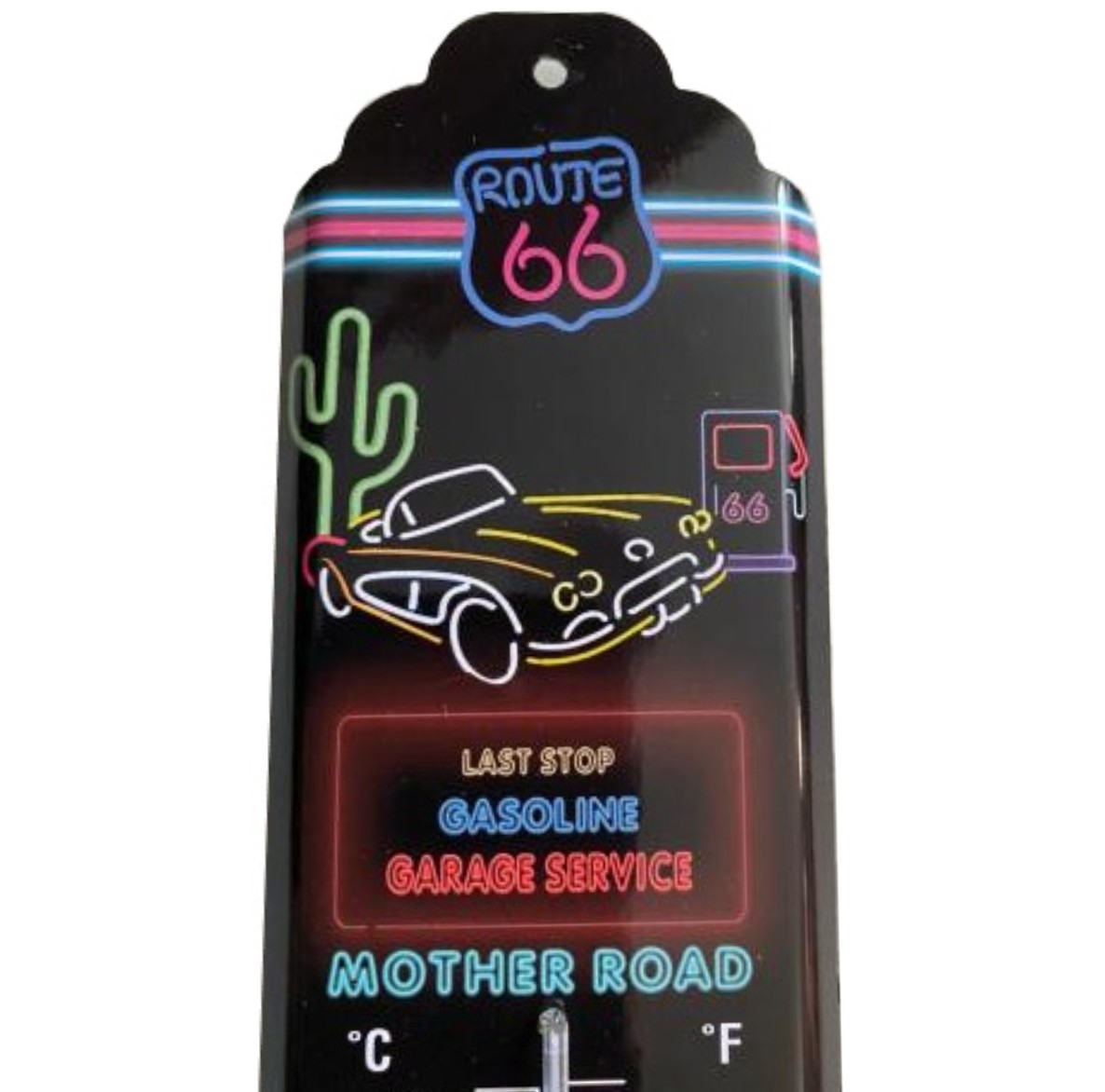 I&amp;S-6610bTHa-Thermometre-mural-décoration-legend-car-mercedes-legend-Route-66-neon-retro-vintage