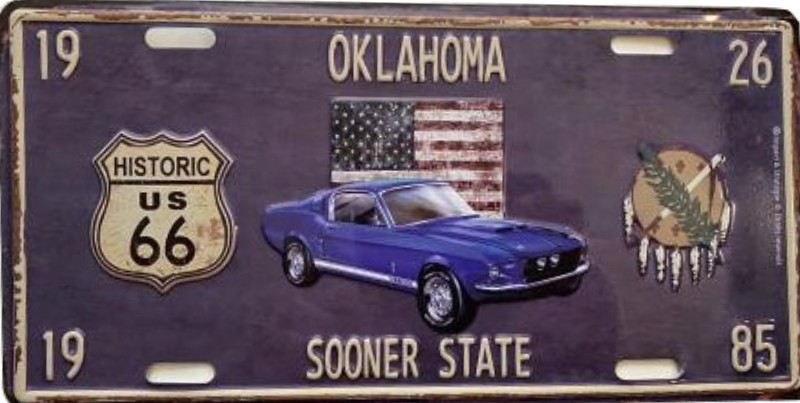 Plaque Auto Décorative métal 30 x 15 cm* Oklahoma Sooner State ROUTE 66