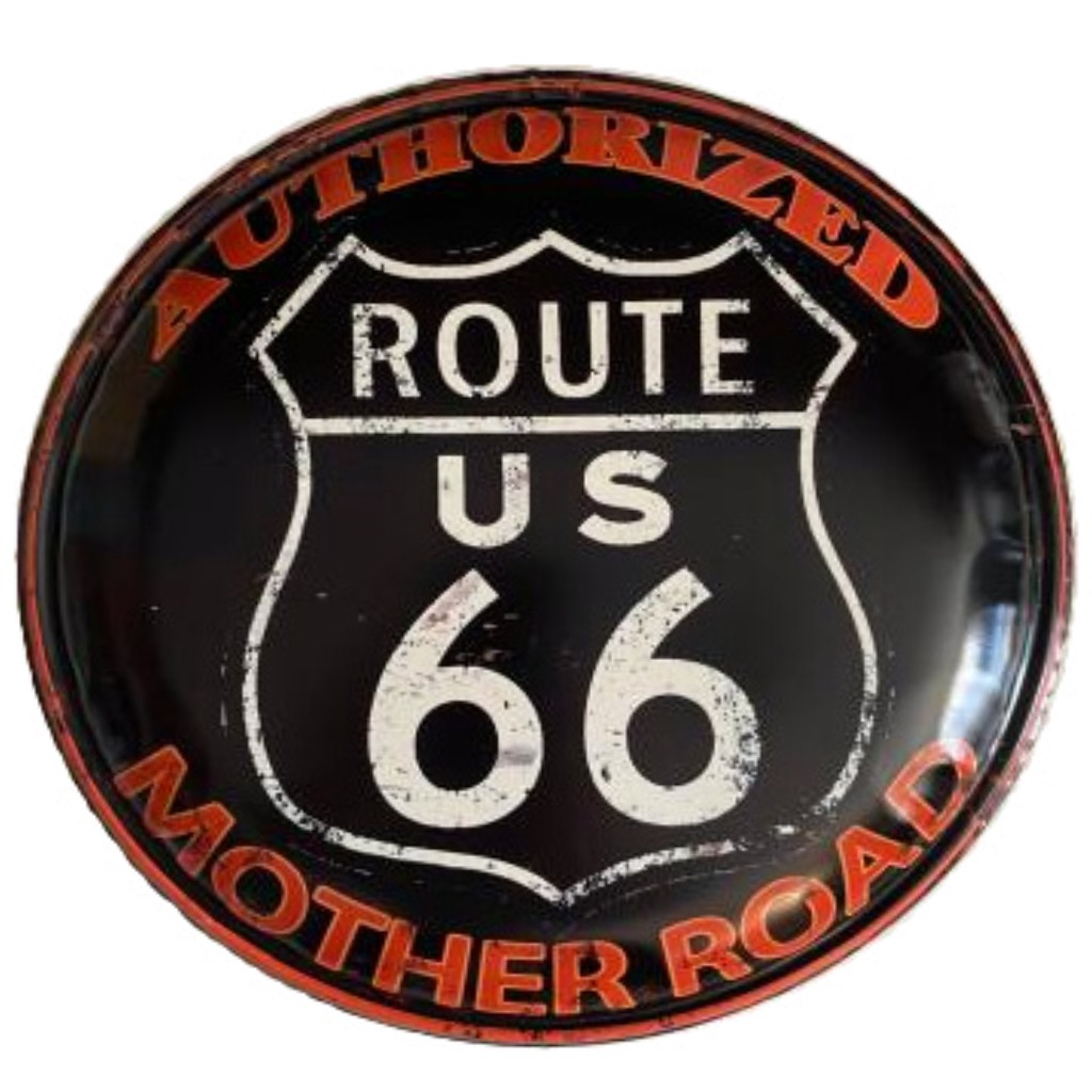 Plaque métallique Circulaire D35 cm* Authorized Mother Road Route US66