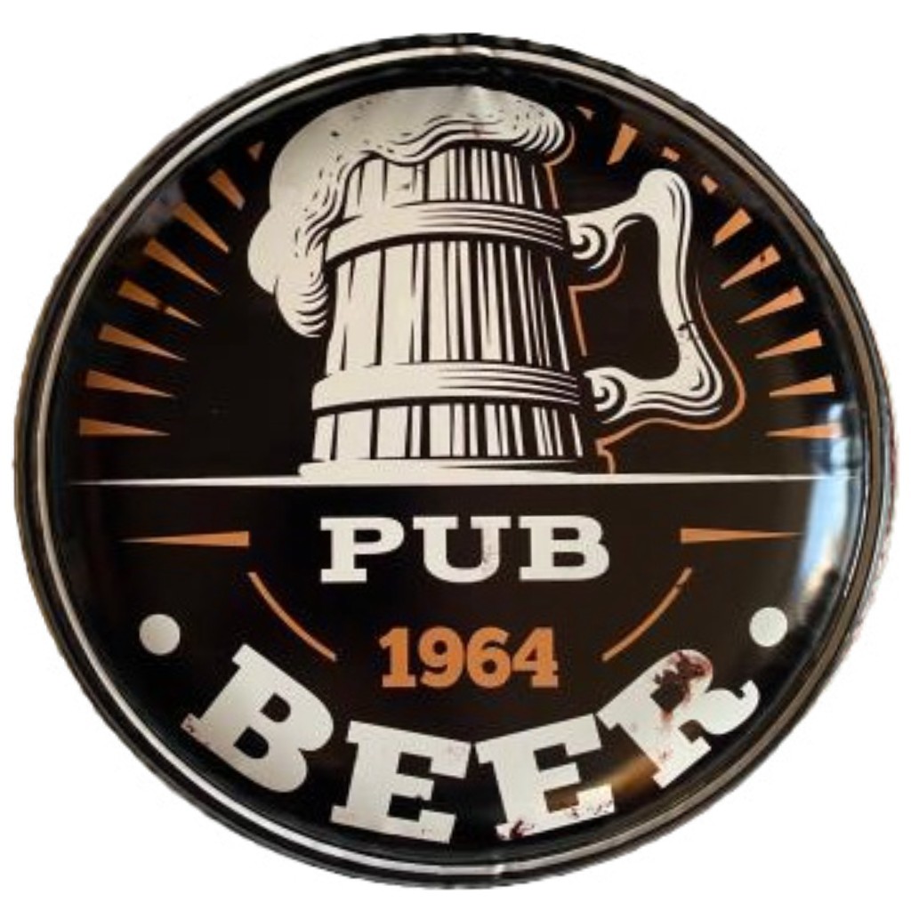 Plaque métallique Circulaire D35 cm* 1964 Pub Beer