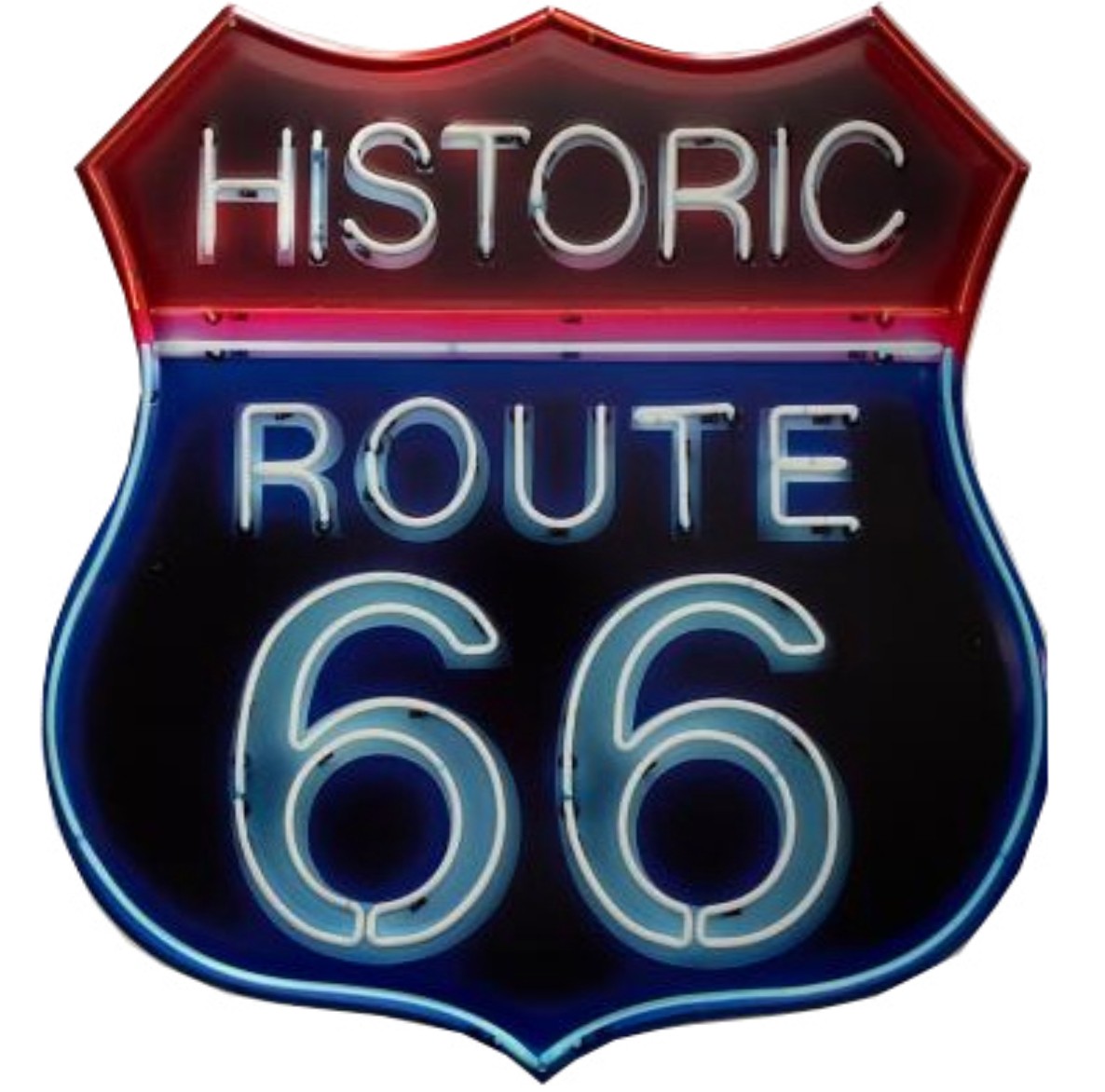 Bouclier Highway métallique 60 x 50 cm* Neon HISTORIC ROUTE US 66