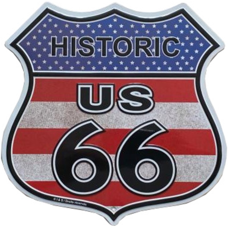 I&amp;S-US11200-plaque-bouclier-americaine-historic-us-66--mural-décoration-Route-66-retro-vintage