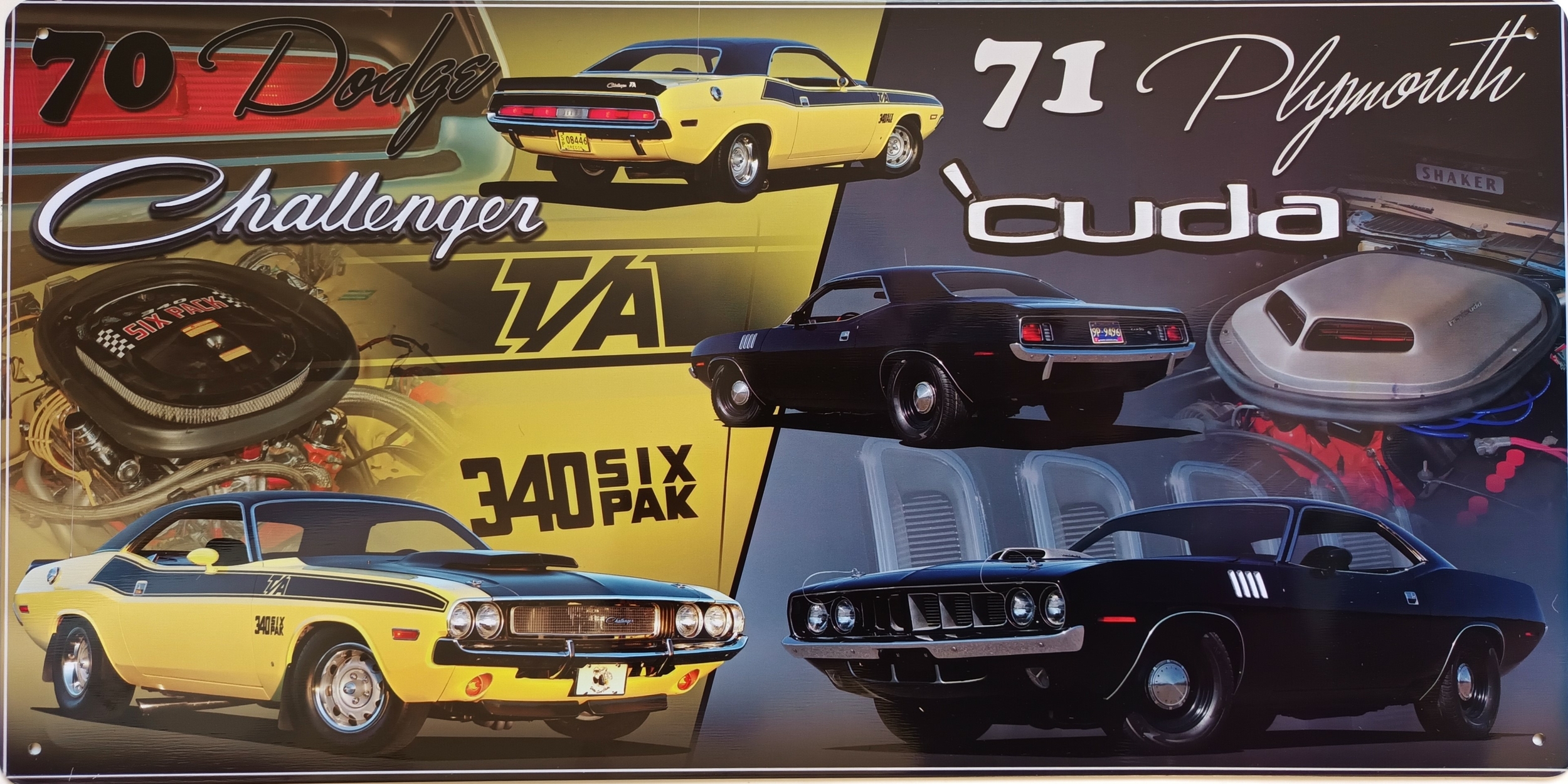 plaque métal américaine dodge challenger 1970 plymouth cuda 1971