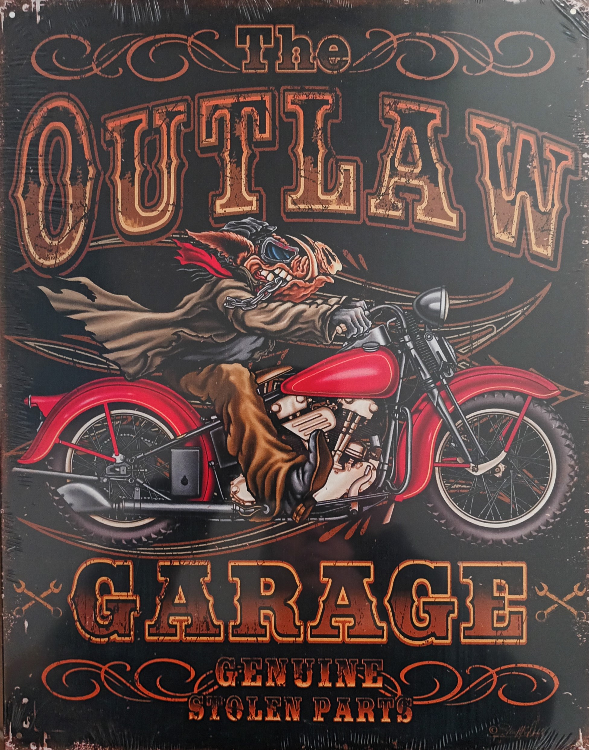 plaque metal americaine the outlaw garage