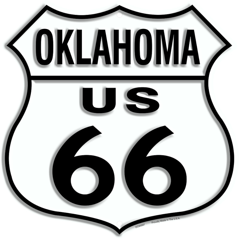 Bouclier Highway métallique 29 x 29 cm OKLAHOMA ROUTE US 66