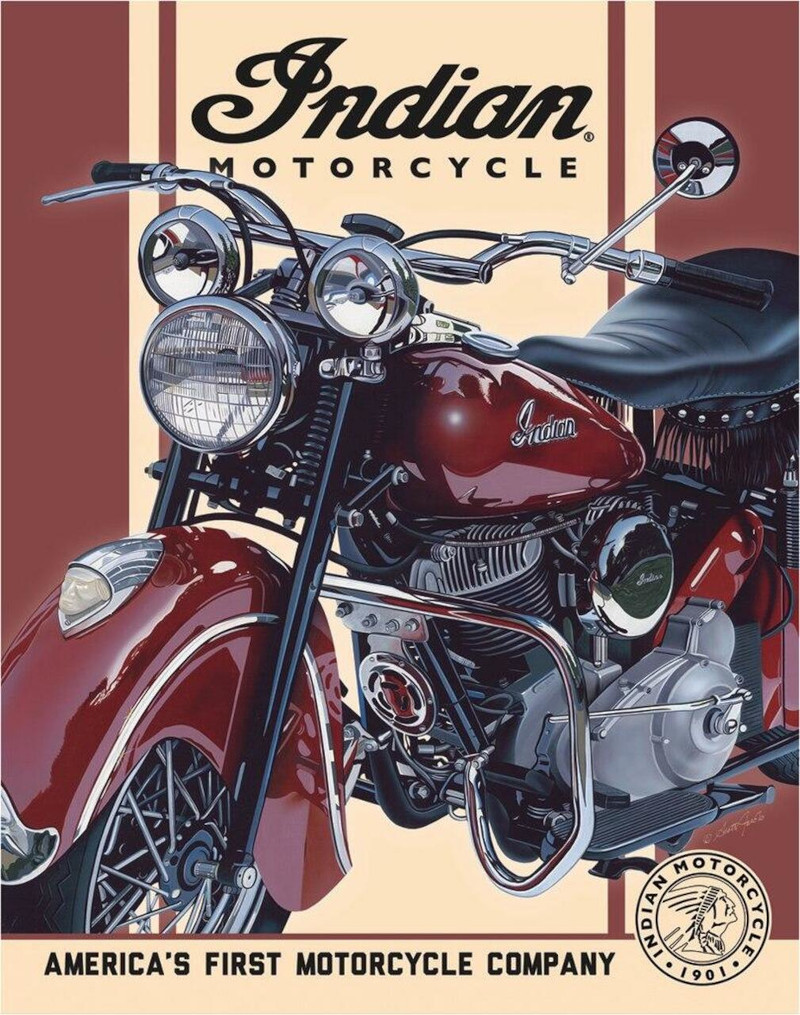 Plaque métallique format 41 x 32 cm Reproduction Affiche Model Chief 1948 INDIAN MOTORCYCLE Since 1901