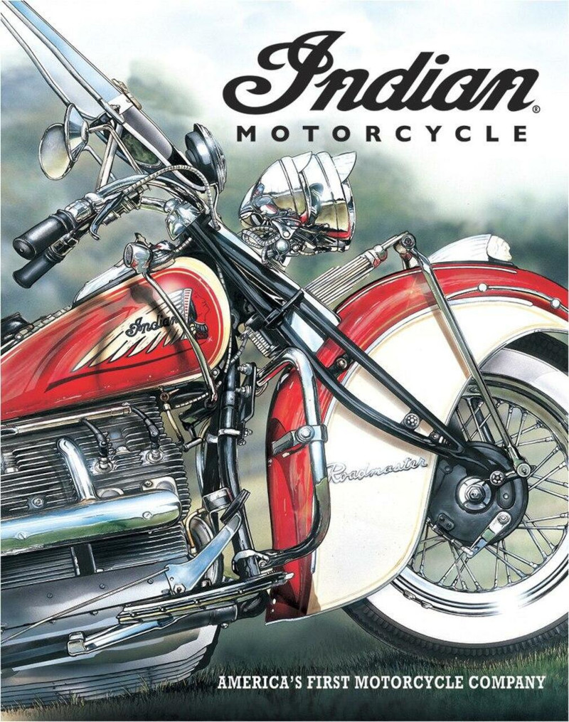 Plaque métallique format 41 x 32 cm  Reproduction Affiche America\'s Pioneer INDIAN MOTORCYCLE Since 1901