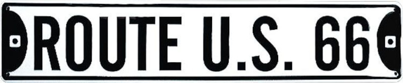 Plaque de rue métallique 61 x 12,5 cm Route 66  ROUTE US66