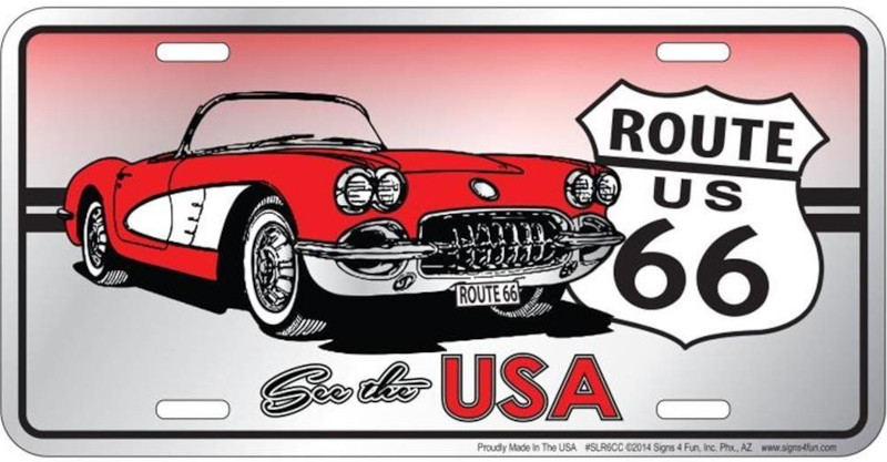 Plaque Auto Décorative métal 30 x 15 cm Corvette See the USA ROUTE 66