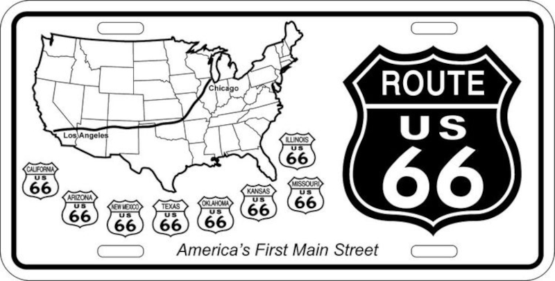 Plaque Auto Décorative métal 30 x 15 cm America\'s First Main Street ROUTE 66