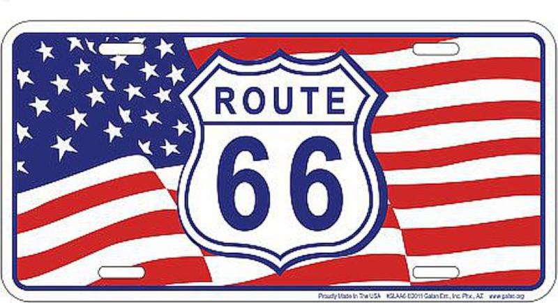 Plaque Auto Décorative métal 30 x 15 cm American Flag ROUTE 66