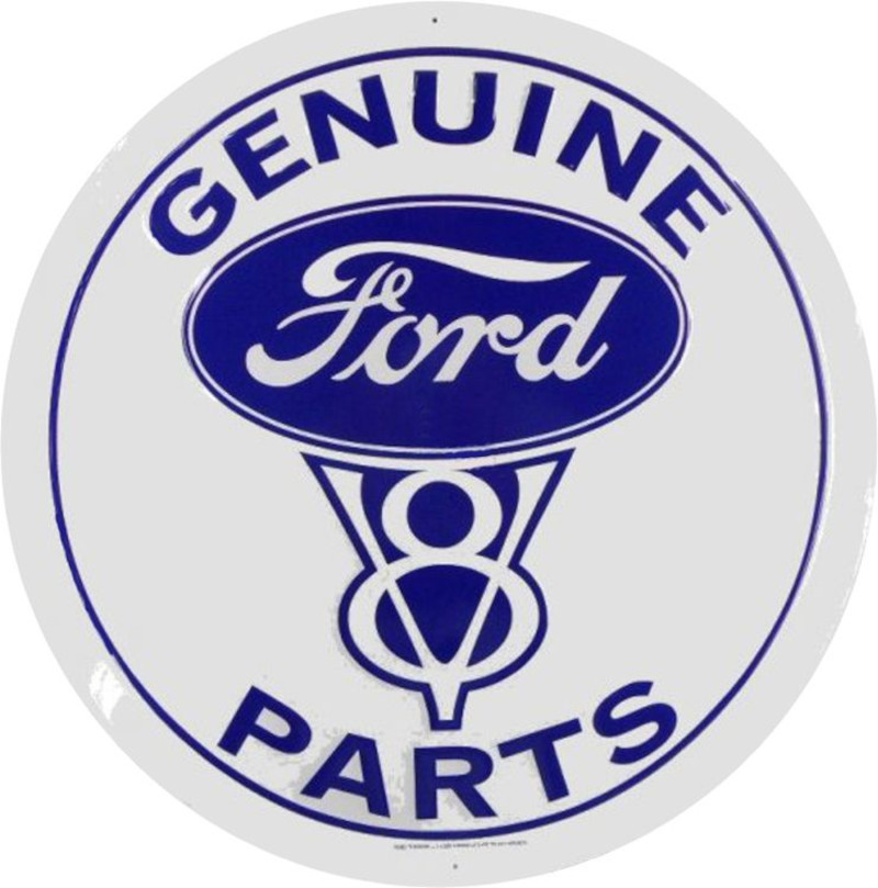 Plaque métallique Circulaire D30,5cm FORD V8 Pièces d\'Origine