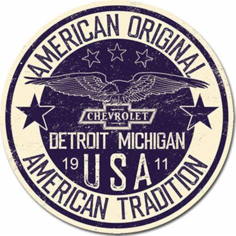 Plaque métallique Circulaire D30 cm CHEVROLET USA Détroit Since 1911