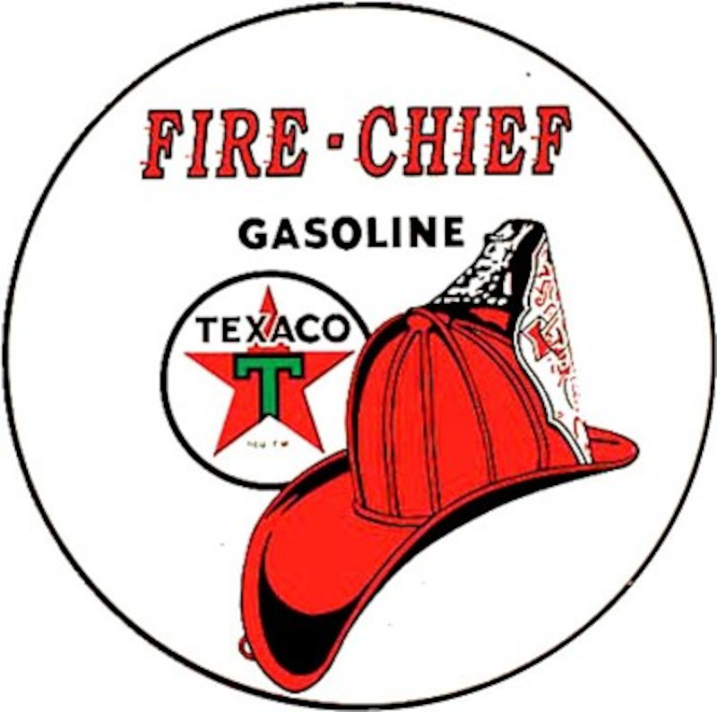 Plaque métallique Circulaire D30 cm Texaco Fire-Chief Motor Oil and Gasoline TEXACO The Texas Company