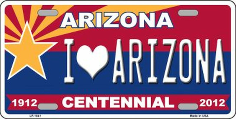 Plaque Auto Décorative métal 30 x 15 cm ARIZONA Centennial 1912-2012 I Love Arizona