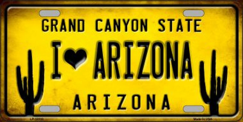 Plaque Auto Décorative métal 30 x 15 cm ARIZONA Grand Canyon State I Love Arizona
