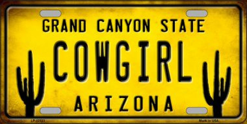 Plaque Auto Décorative métal 30 x 15 cm ARIZONA Grand Canyon State CowGirl