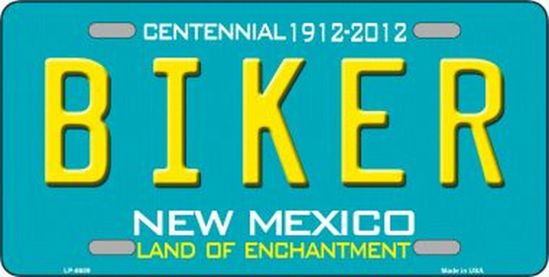 Plaque Auto Décorative métal 30 x 15 cm NEW MEXICO Centennial 1912-2012 Biker