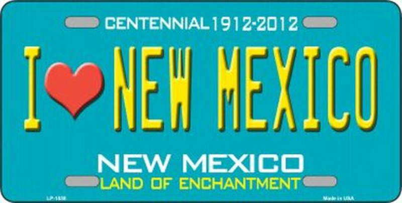 Plaque Auto Décorative métal 30 x 15 cm NEW MEXICO Centennial 1912-2012 I Love New Mexico