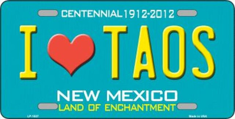 Plaque Auto Décorative métal 30 x 15 cm NEW MEXICO Centennial 1912-2012 I Love Taos