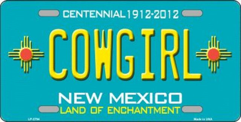 Plaque Auto Décorative métal 30 x 15 cm NEW MEXICO Centennial 1912-2012 CowGirl