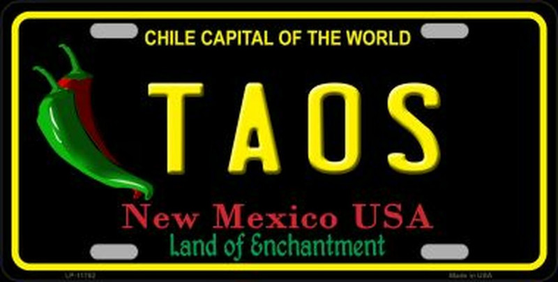 Plaque Auto Décorative métal 30 x 15 cm NEW MEXICO Chile Capital of the world  Taos