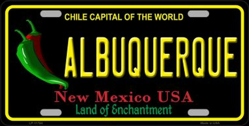 Plaque Auto Décorative métal 30 x 15 cm NEW MEXICO Chile Capital of the world Albuquerque