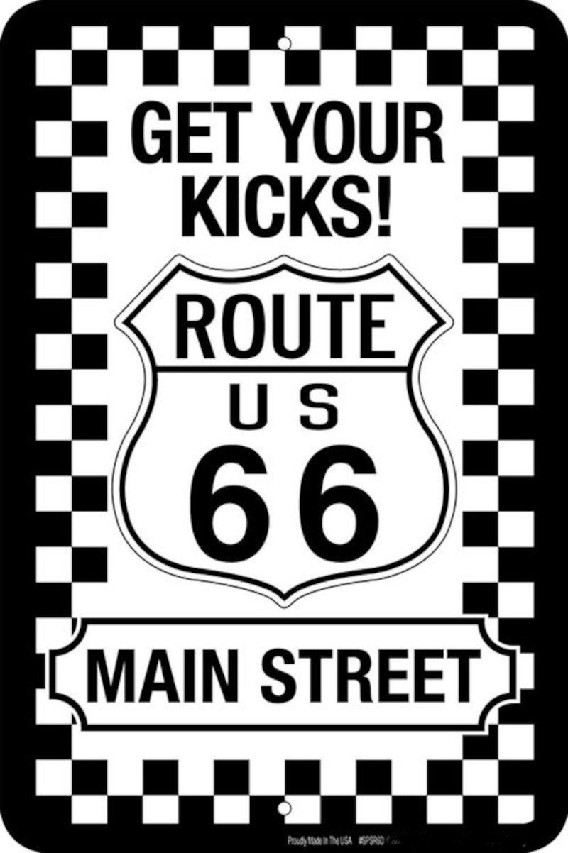Plaque métallique format 30 x 20 cm Get your kicks ! Route 66