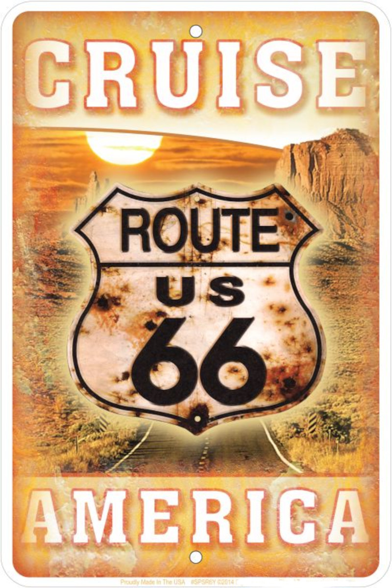 Plaque métallique format 30 x 20 cm Cruise America Route US 66