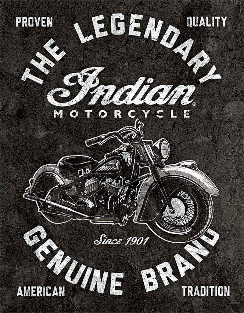 Plaque métallique format 41 x 32 cm Reproduction Affiche Indian  Legendary INDIAN MOTORCYCLE Since 1901