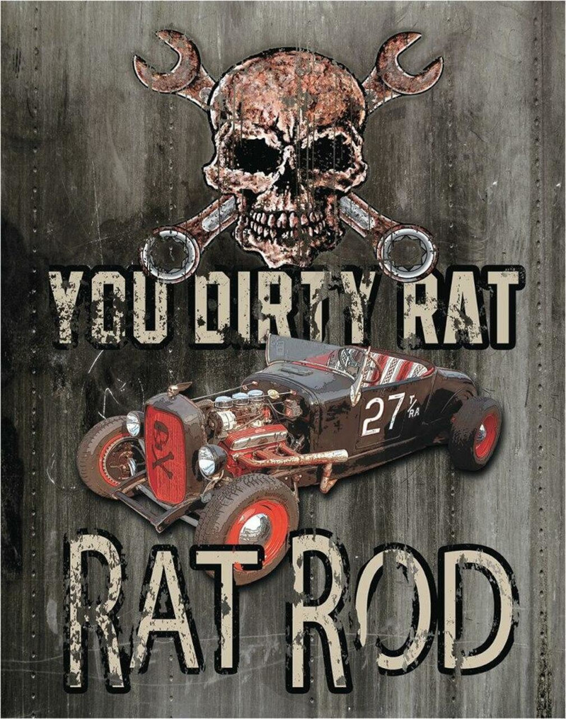 Plaque métallique format 41 x 32 cm Vintage You Dirty Rat Hot