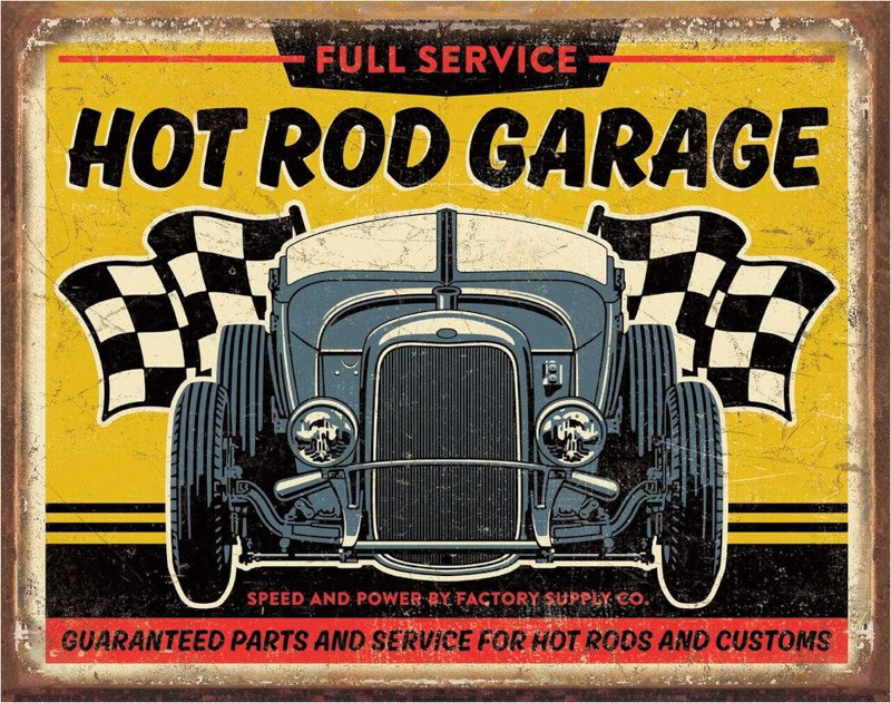Plaque métallique format 41 x 32 cm  Garage Full Service Hot Rod