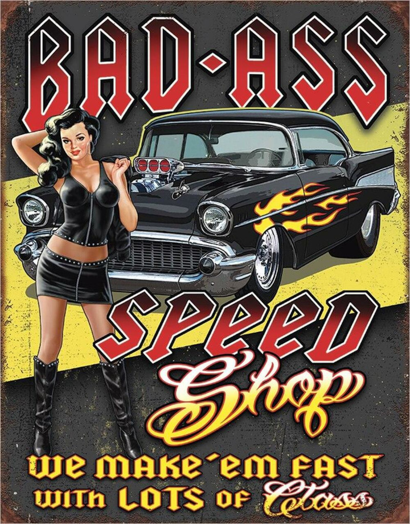 Plaque métallique format 41 x 32 cm Bad-As Speed Show Hot Rod