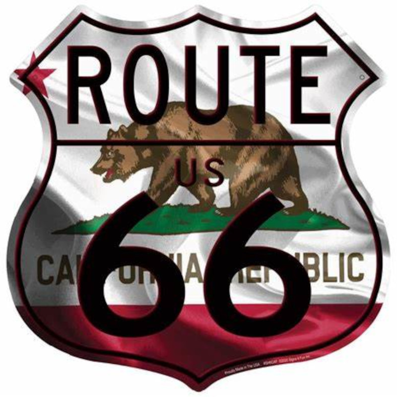 Bouclier Highway métallique 29 x 29 cm CALIFORNIE ROUTE US 66