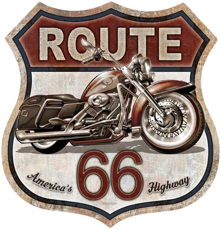 Bouclier Highway métallique 29 x 29 cm Motorbike ROUTE US 66