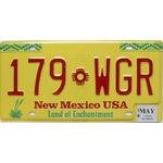 NEW-MEXICO-YELLOW-Plaque-authentique-immatriculation-vehicule-usa-2019-179WGR